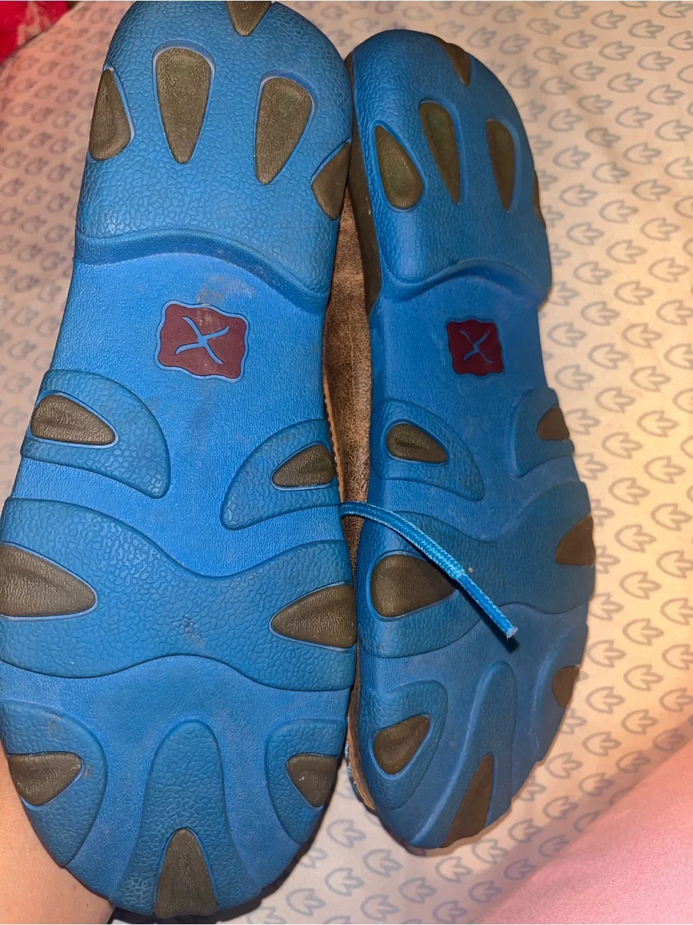 Twisted X Men’s Brown Leather Boat Shoes with Bright Blue Laces